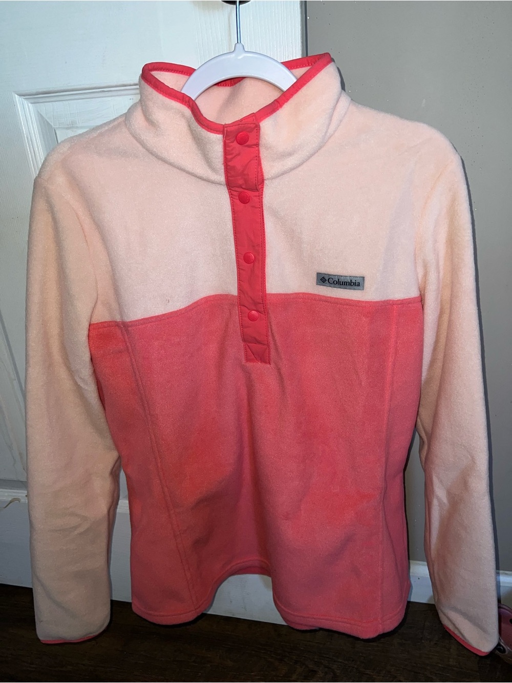 Columbia Women’s Two-Tone Coral and Peach Snap Pullover
